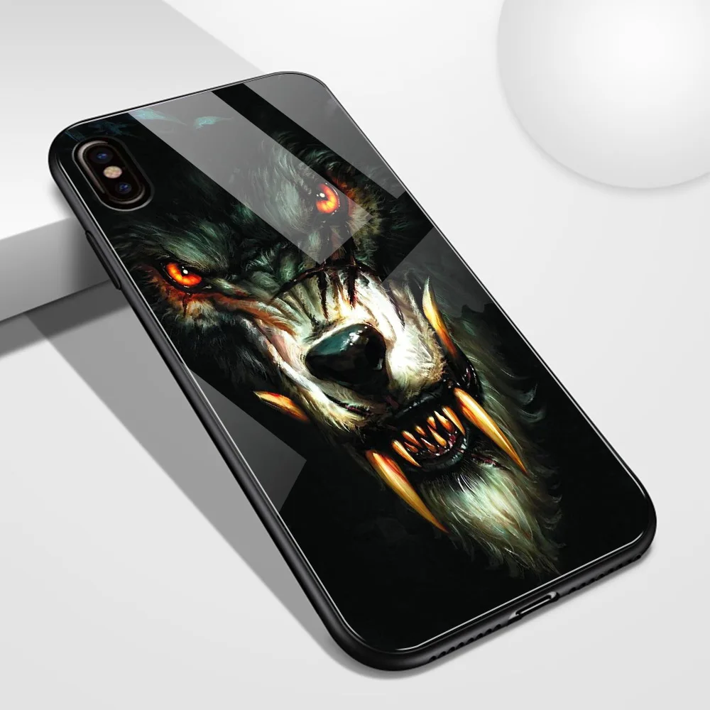 Чехол для iPhone 12 pro max Wolf стекло задняя крышка чехол животное iphone 11 6 6s 7 8 Plus X XS Max XR