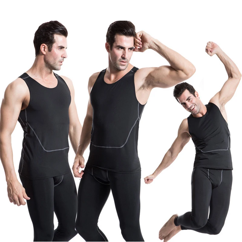 Copiro Running Vests Compression Tops Sleeveless Gym Clothing High Elasticity Sports Training Tights Fitness Jogging Men |