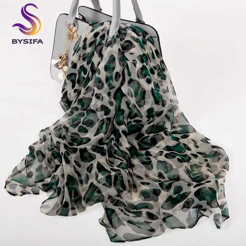 beige green 1802 Женский натуральный шелковый длинный шелковый шарф с принтом, Модная шелковая шаль, женский шелковый шарф размера плюс 180*105 см для зимы, осени - Цвет: beige green 1802