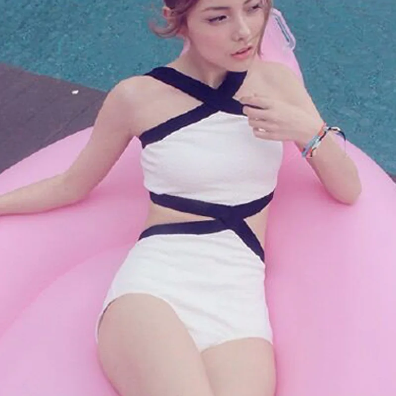 2017 сексуальный цельный купальник с высокой горловиной женская летняя пляжная