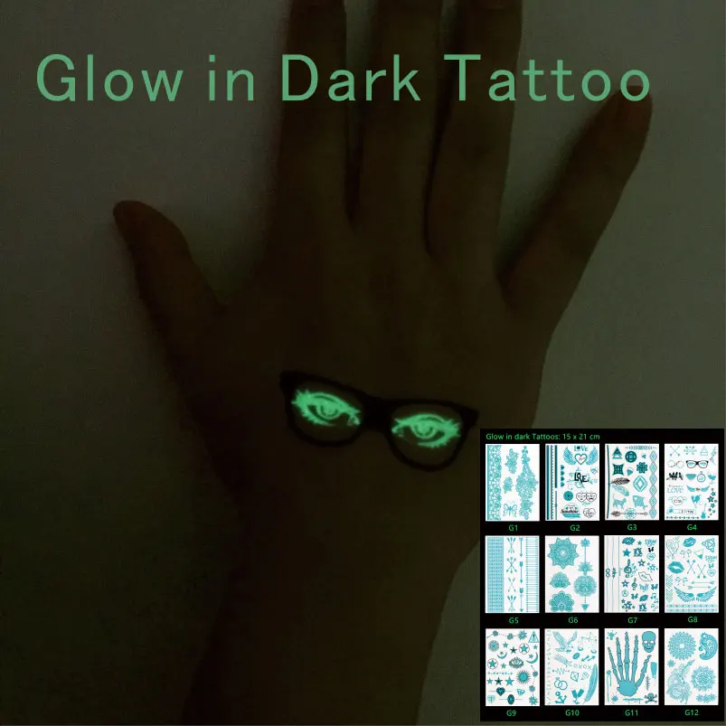 1 шт. Светящиеся в темноте татуировки с ночным цветком крылья стрела звезда