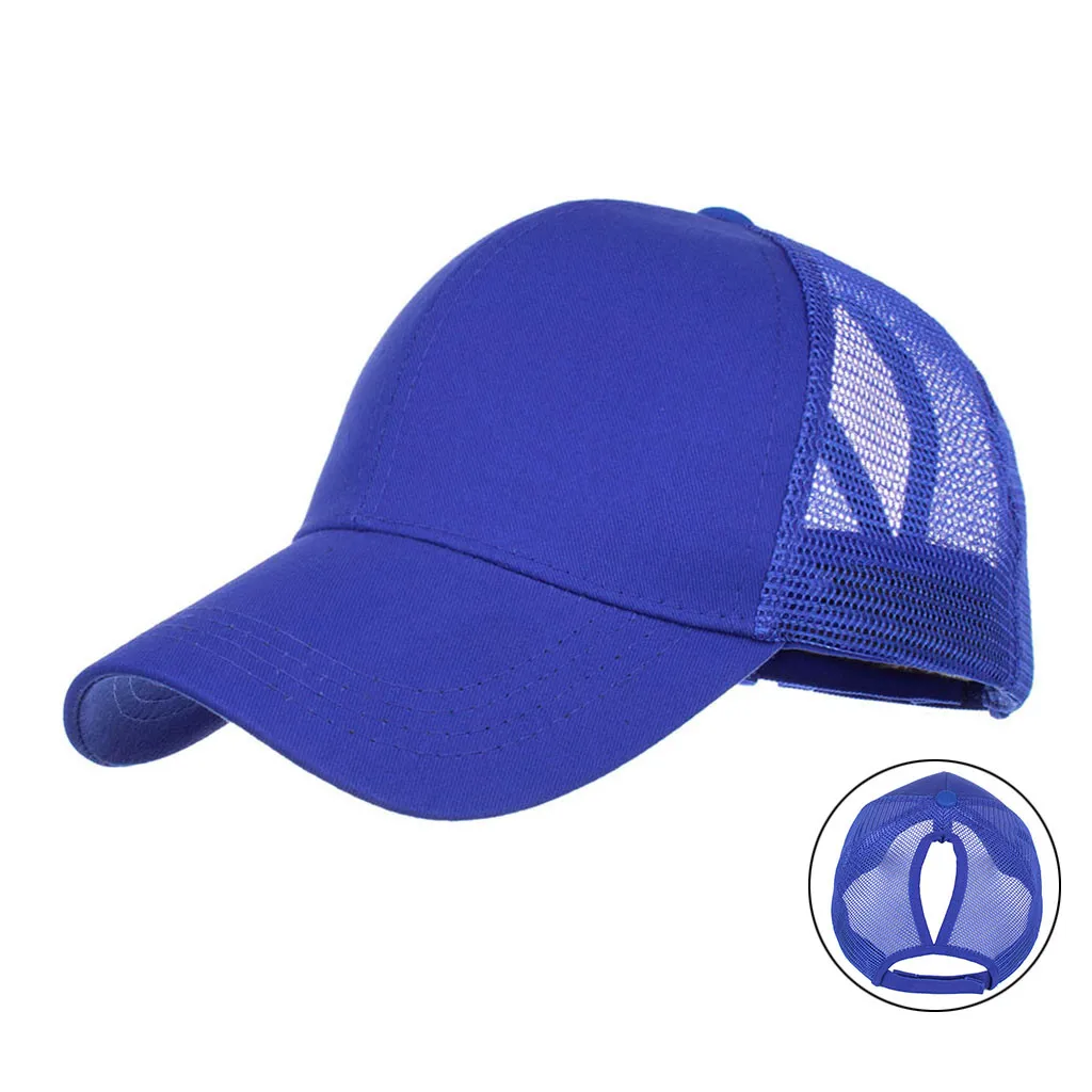 

Cotton Ponytail Baseball Caps women Unisex Solid Color Mesh Breathable Baseball Cap Adjustable Sunshade Outdoor Sports Hat