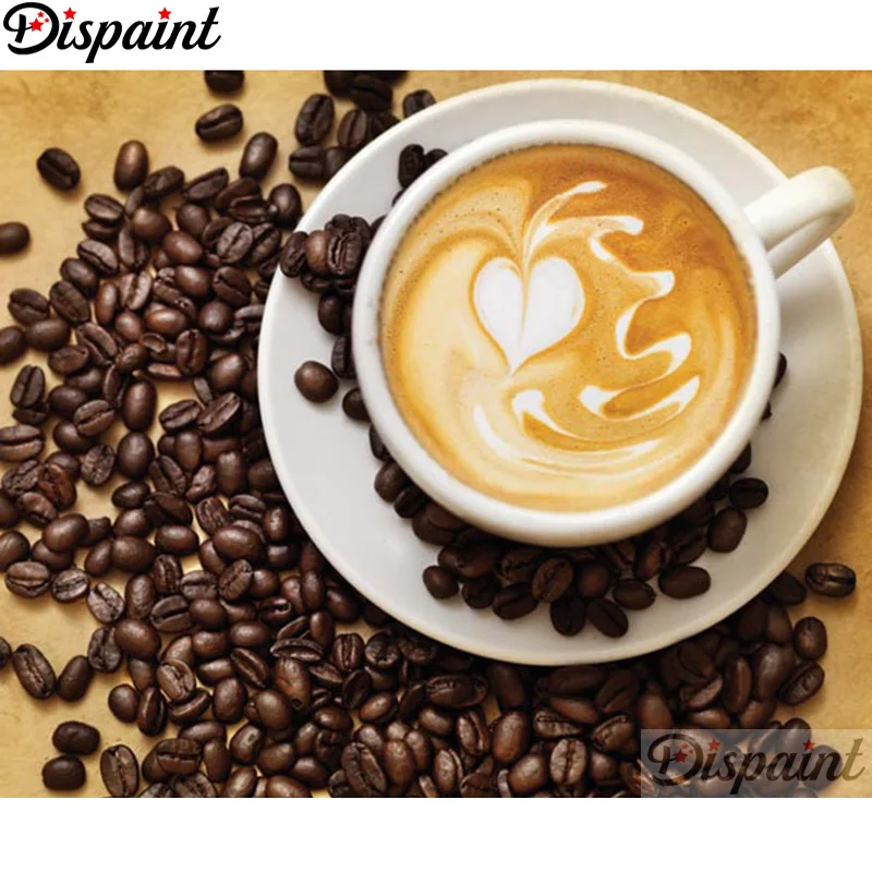 Картина с квадратными/круглыми стразами Dispaint 5D &quotкофейные зерна&quot вышивка