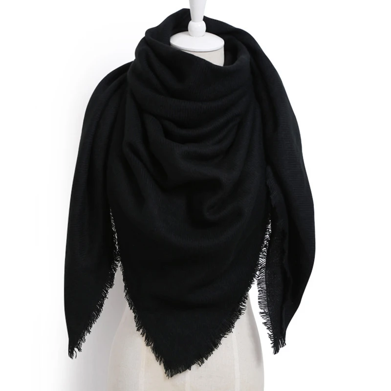 

Winter Scarf For Women Warm Shawls Luxury Imitation Cashmere Scarves Wool Solid Triangle Scarf Bandage Bufanda 8 Colors