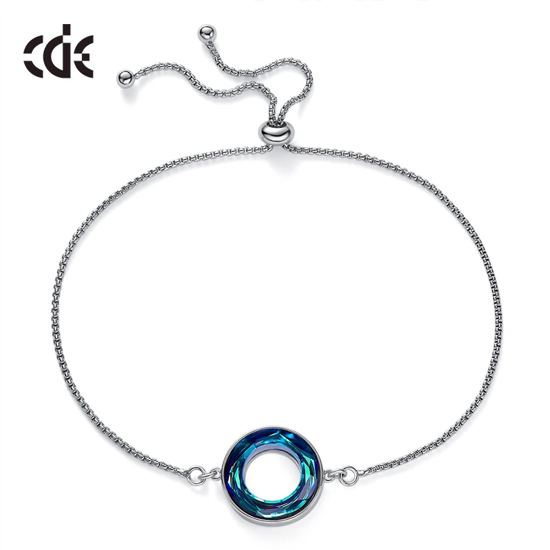 Photo Color CDE, украшенный кристаллами Swarovski, регулируемый браслет, ювелирное изделие, 925 пробы, серебряные женские браслеты, хорошее ювелирное изделие, подарок - Цвет камня: Photo Color