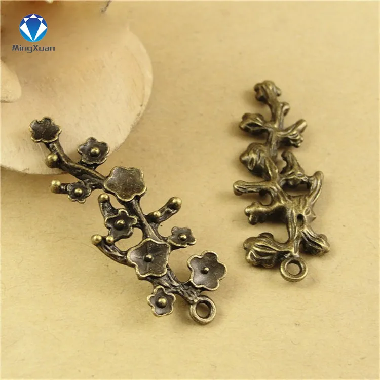 Antique Bronze MINGXUAN 10 шт. 42x15 мм античная бронза цветок сливы Шарм Подвеска для Diy ожерелье для изготовления украшений вручную ремесло C893 - Окраска металла: Antique Bronze