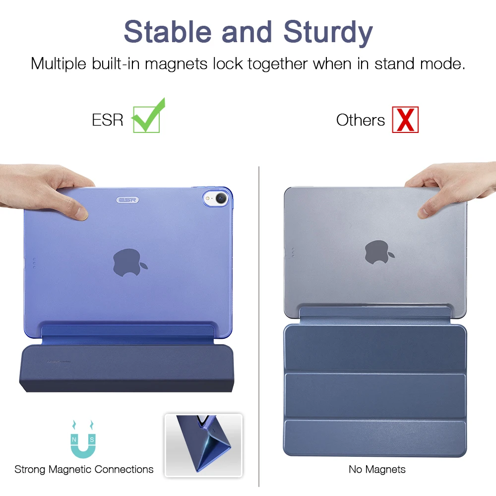 ESR, Магнитный флип-чехол для iPad Pro 12,9, из искусственной кожи, ультра тонкая прозрачная задняя крышка, трехкратный смарт-чехол для планшета, чехол для iPad