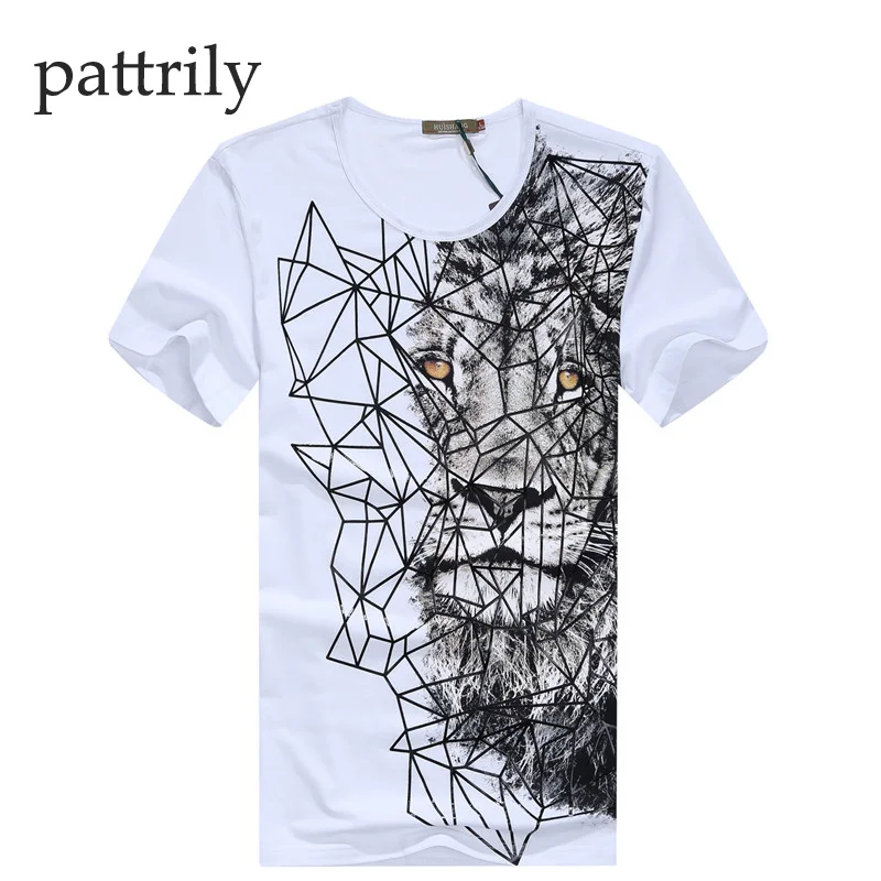 Pattrily 4XL Футболка мужская большой Размеры одежда футболка Мода 2017 г. с принтами