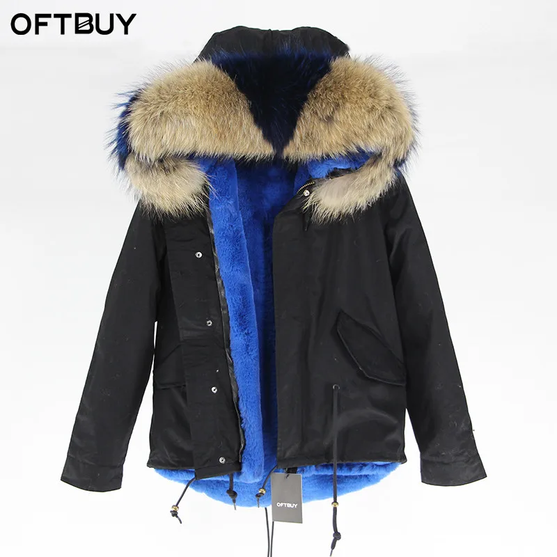 10 Бренд OFTBUY, черные парки, зимняя куртка, пальто, женская парка, пальто с натуральным мехом, натуральный большой мех енота, воротник, теплая плотная верхняя одежда - Цвет: 10