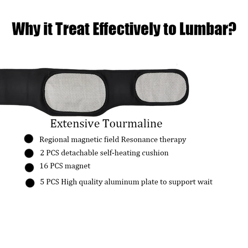 Высокая эффективность Регулируемая Поясничная Поддержка Пояса Турмалин