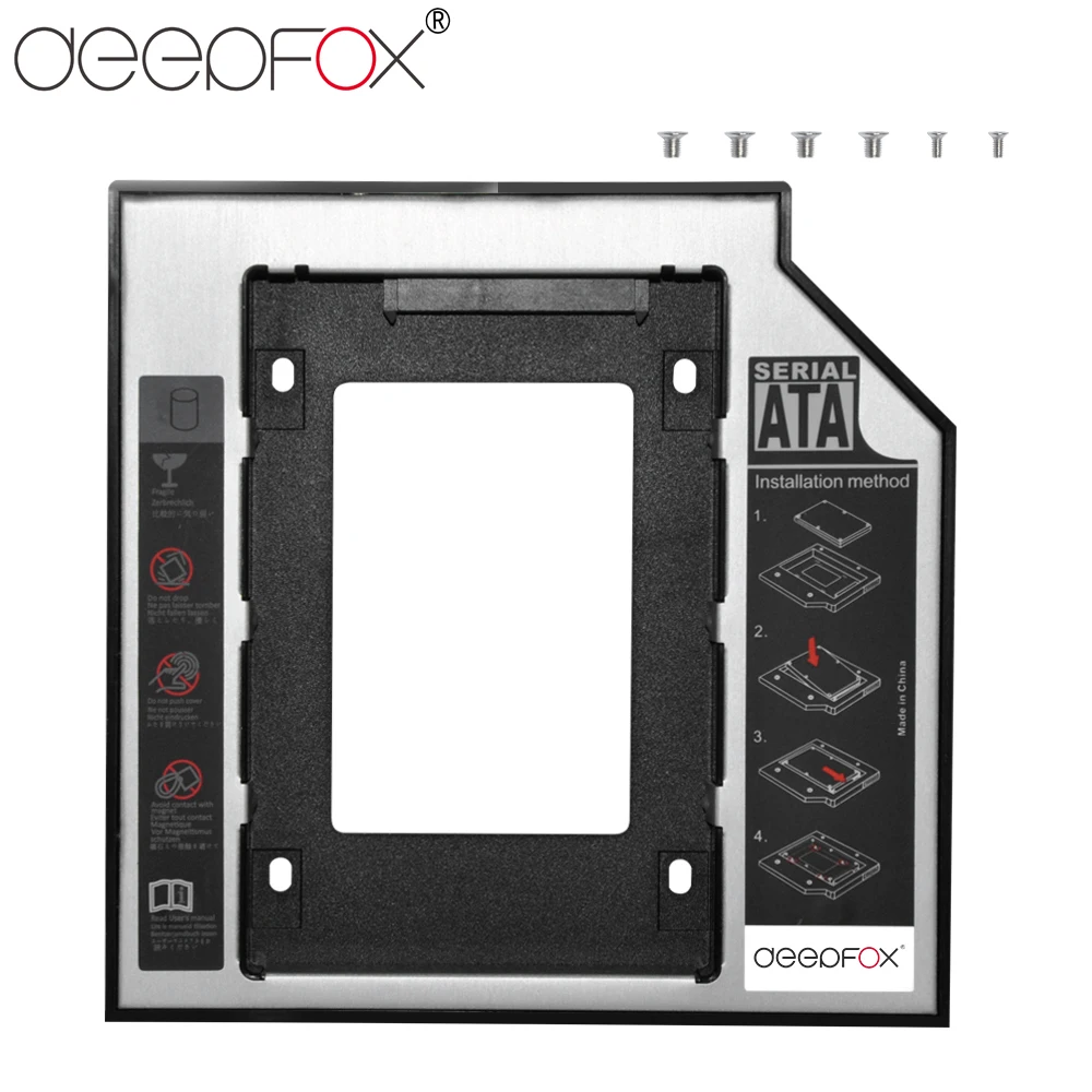 DeepFox пластик Универсальный Optibay 2nd HDD Caddy 9,5 мм SATA3.0 2," SSD CD DVD для HDD чехол Корпус CD-ROM ODD