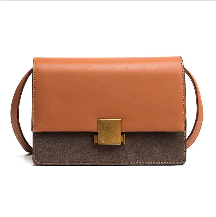 2017 winter pu Matte leather handbags simple big student bag brand gold metal buckle Messenger | Багаж и сумки