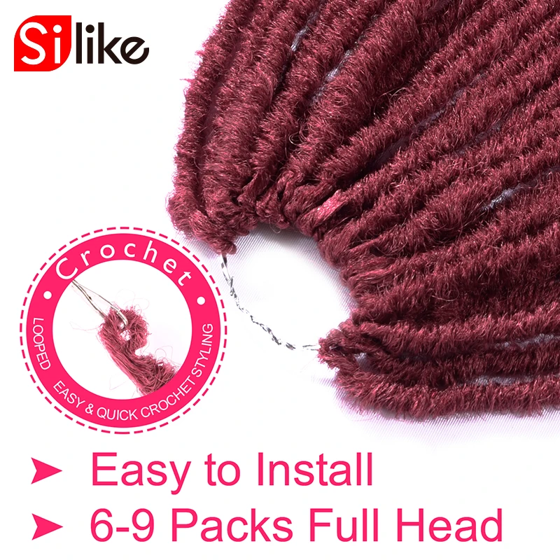 Silike 14 18 дюймов мягкие Faux Locs Curly концы крючком плетение волос синтетические волосы для наращивания 24 подставки/упаковка богиня искусственный Locs