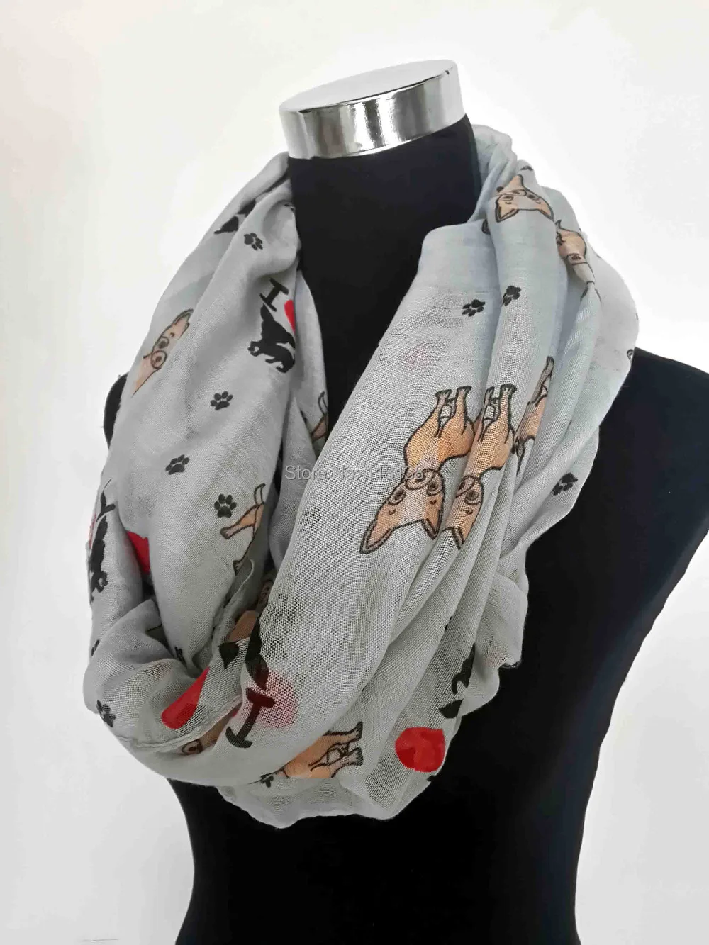 Женский шарф с принтом Чихуахуа I Love Infinity Loop подарок для любителей собак|gifts for years