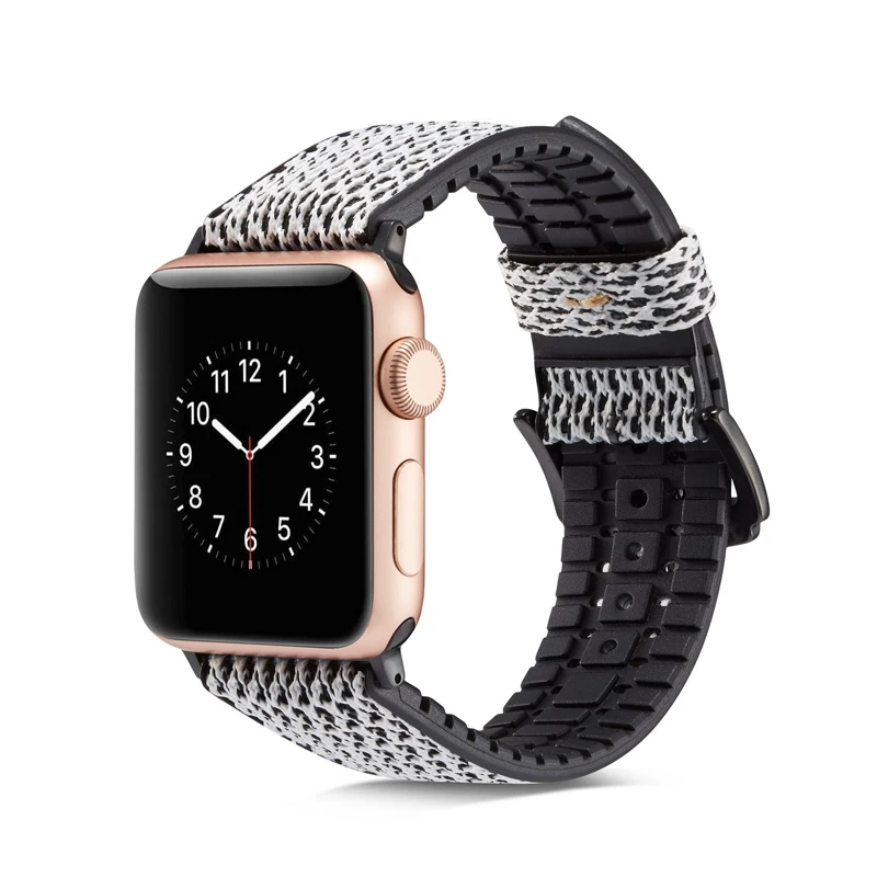 Ремешок силиконовый и кожаный для apple watch band 44 мм 42 38 40 водонепроницаемый