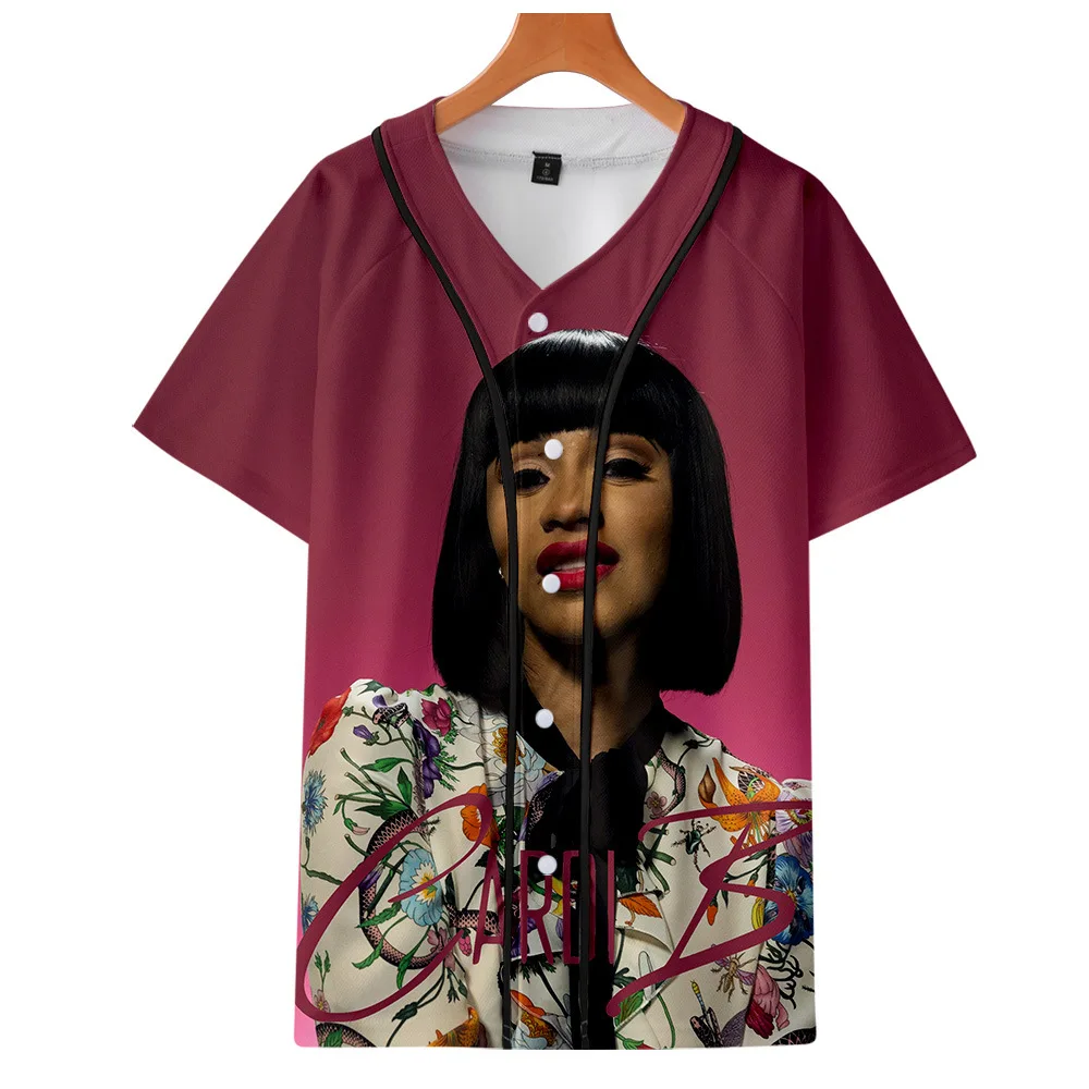 Мужские/женские летние топы, одежда, Бейсбольная Футболка Cardi B с 3D принтом Harajuku, бейсбольная Футболка, хип-хоп, 3D короткий рукав