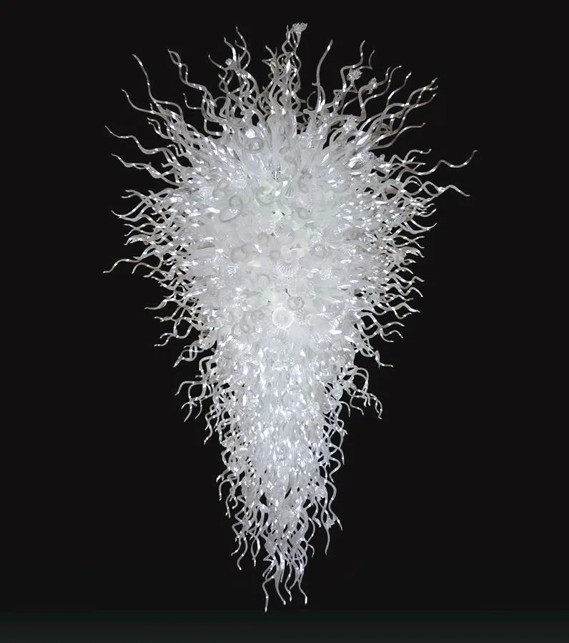 Спиральная художественная стеклянная люстра большого размера молочного белого