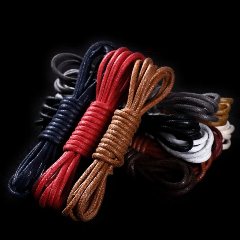 1Pair Leather Shoe laces Waxed Cotton Round Shoe laces Waterproof ShoeLaces Men Martin Boots Shoelace Shoestring