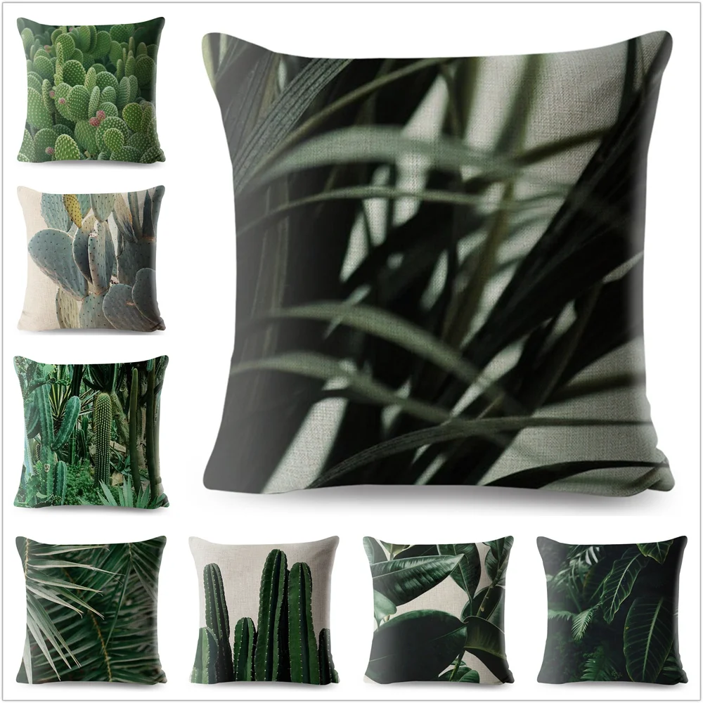 Nordic Стиль темно зеленые листья Чехлы для диван автомобилей Home Decor тропические