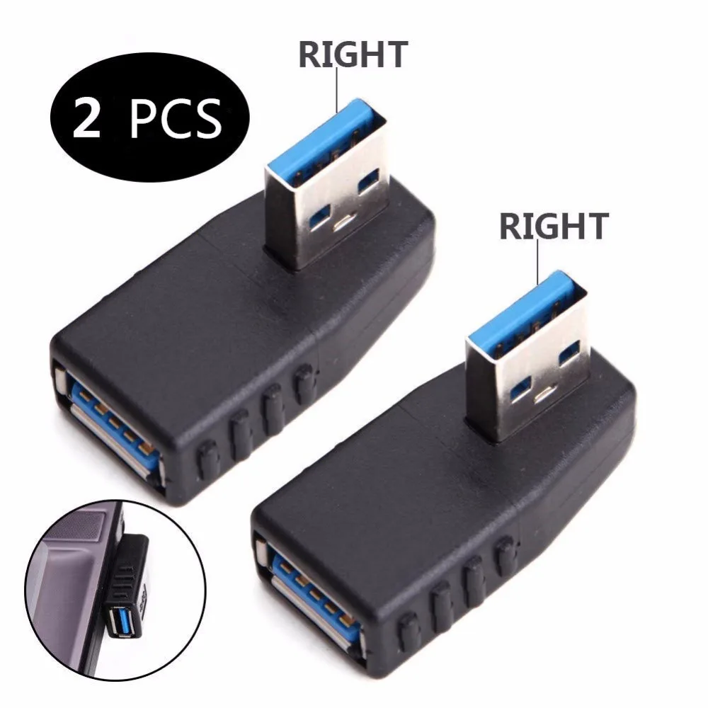 Адаптер USB 3 0 90 градусов Штекерный соединитель правый угол 2 шт.|Кабели для