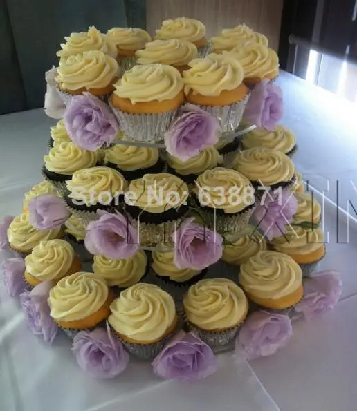 Круглая прозрачная 4 уровневая акриловая подставка для торта Свадебная кексов