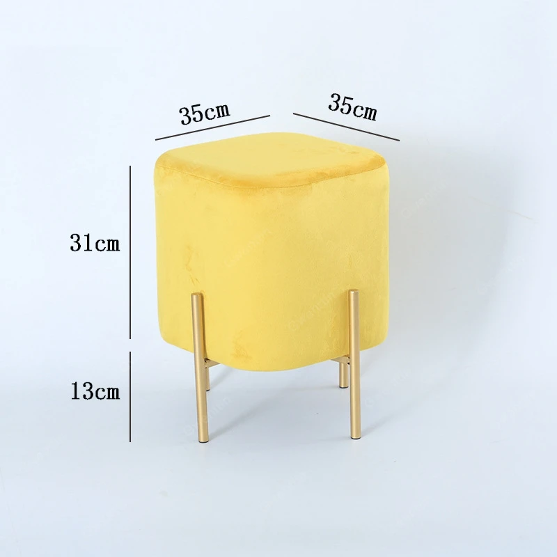 Yellow Small Нордический квадратный тканевый металлический табурет золотые маленькие табуреты современный табурет для ног обувь магазин спальня скамейка обеденные стулья туалетный диван пуфик - Цвет: Yellow Small