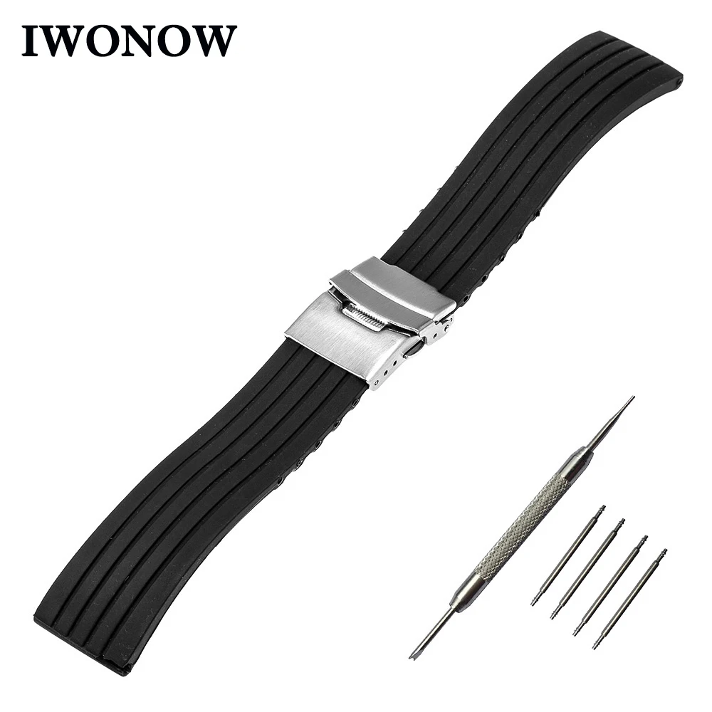 Силиконовый резиновый ремешок для часов 24 мм Sony Smartwatch 2 SW2 из нержавеющей стали с