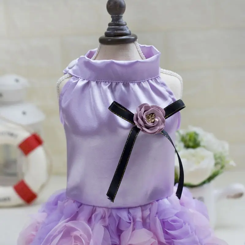 Rose Flower Adornment Dog Dress Pets Dogs Puppy Princess Bowknot Floral Costume Pet Skirt Wedding Dresses | Дом и сад