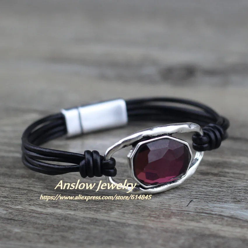 Anslow, дизайнер,, модное ювелирное изделие, амулеты, кристалл, натуральная кожа, браслет для женщин, леди, женский подарок, LOW0719LB