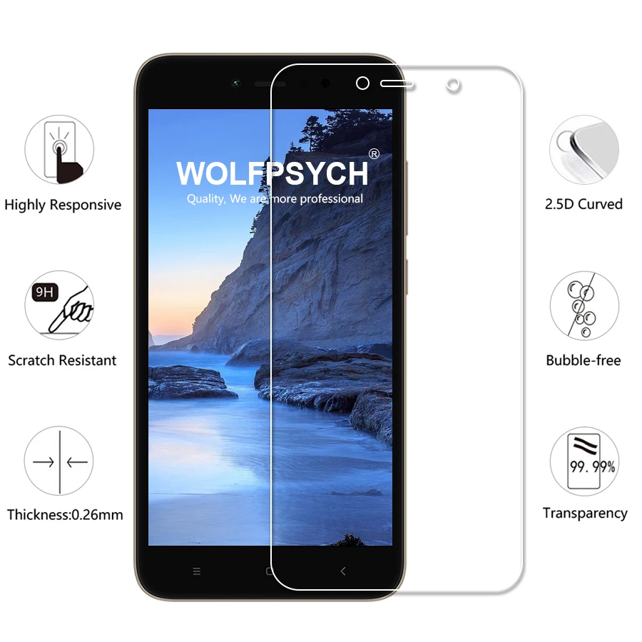 WOLFPSYCH 2.5D закаленное Стекло для Xiaomi Redmi Примечание 5A Prime Ясно Защитная пленка