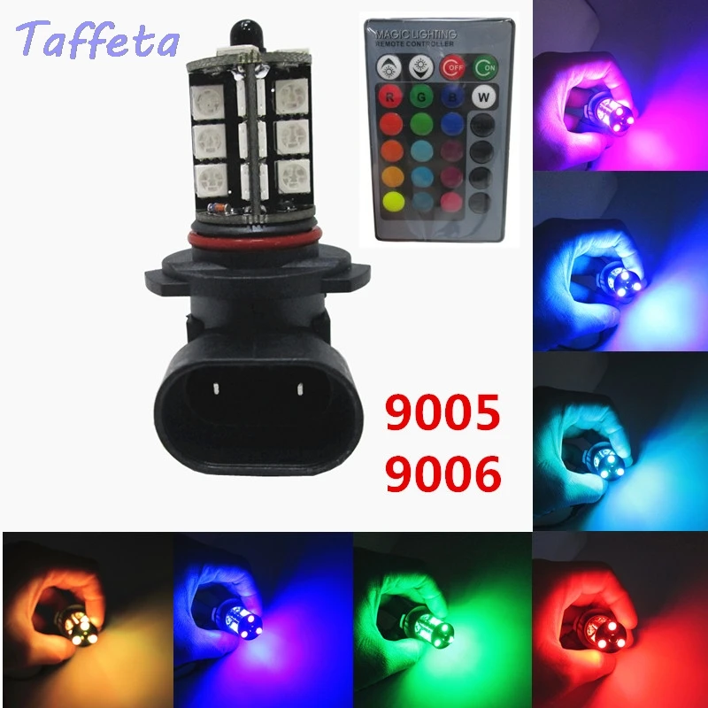 

2PCS 12V HB3 9005 HB4 9006 LED RGB Multi-Color 5050 27SMD Car Auto Fog Light Bulb With Remote Control