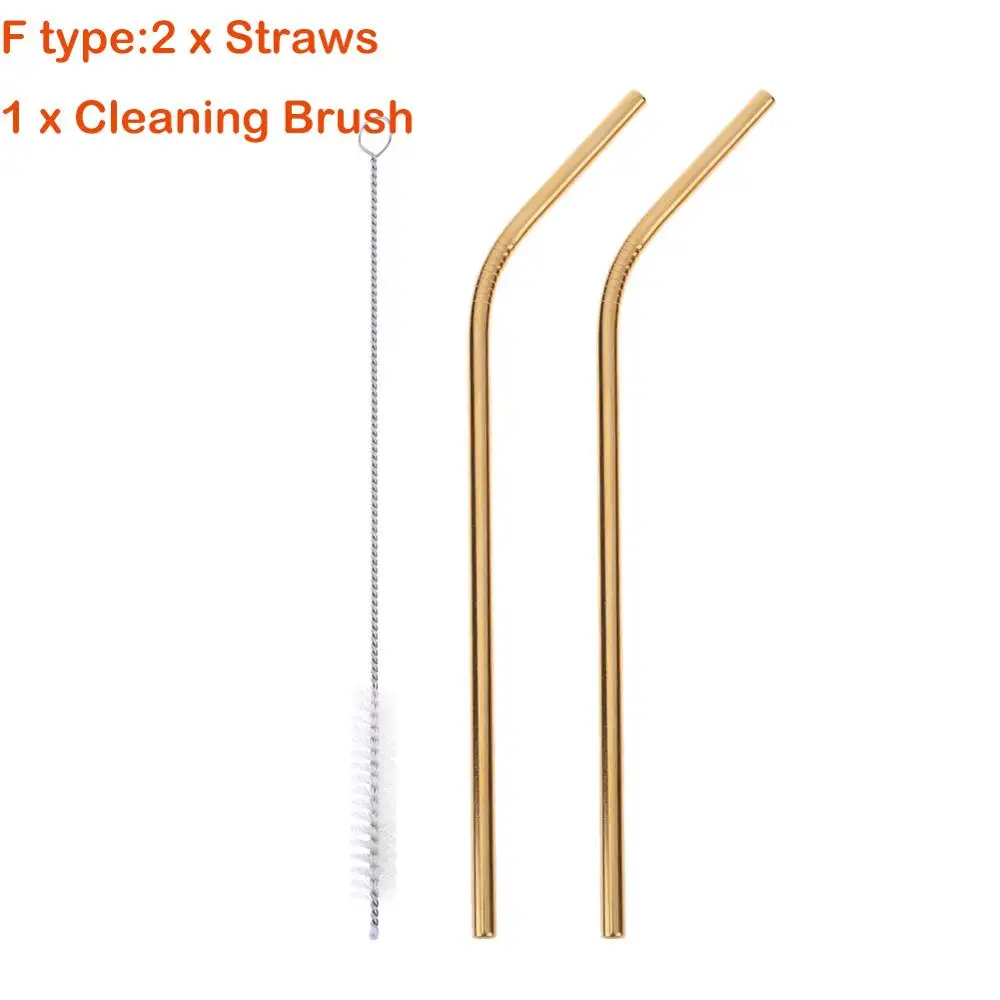 b 2 straws 1 Brush Питьевой соломинки многократного использования из нержавеющей стали питьевой соломинки с чистящей щеткой трубки соломинки Свадебная вечеринка питьевой аксессуары - Цвет: b 2 straws 1 Brush