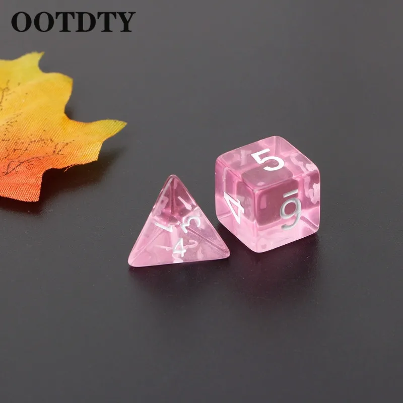 OOTTDTY 7 шт. прозрачные многогранные игровые кубики для драконьего Pathfinder D20 D12 2xD10 D8 D6