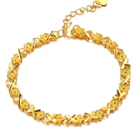 thin short bracelet yellow gold filled carved womens fashion bracelet