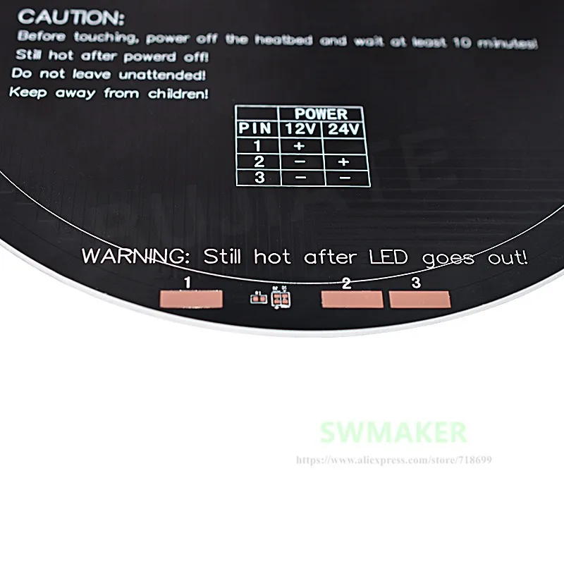 SWMAKER Диаметр 240 мм Anycubic Kossel 3D принтер heatbed 12V 140W поликоровая подложка MK3 круглый горячий кровать