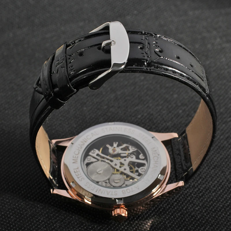 Часы наручные FORSINING Мужские механические брендовые модные повседневные с черным