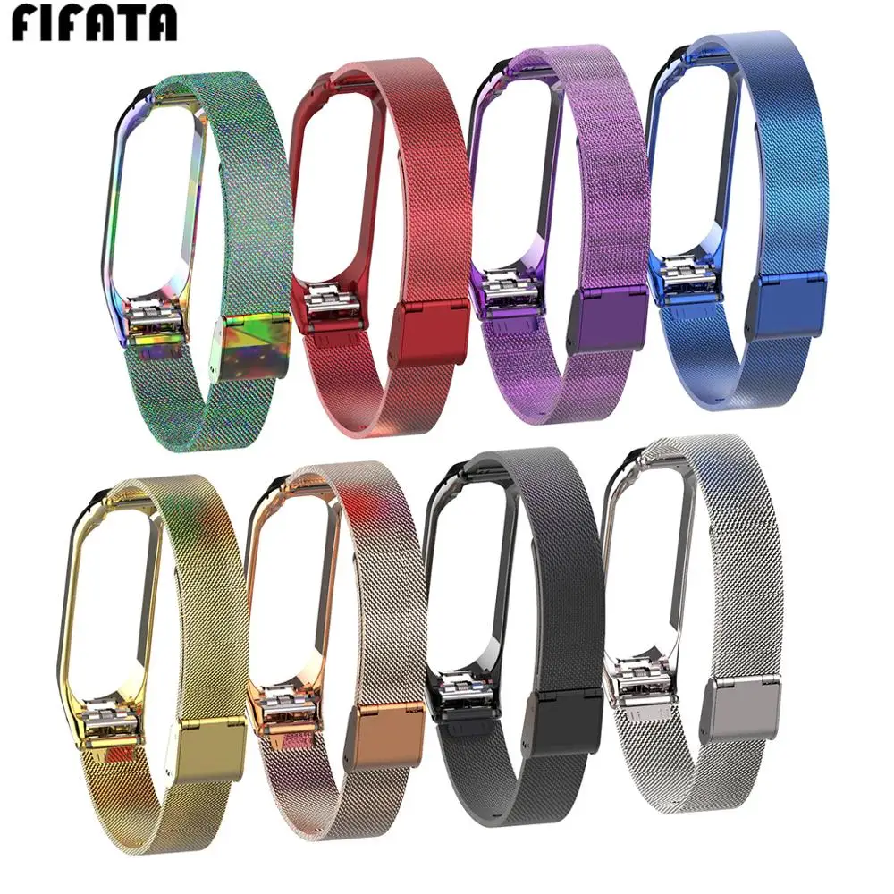 Металлический ремешок FIFATA для смарт часов Xiaomi Mi Band 4 браслет из нержавеющей стали