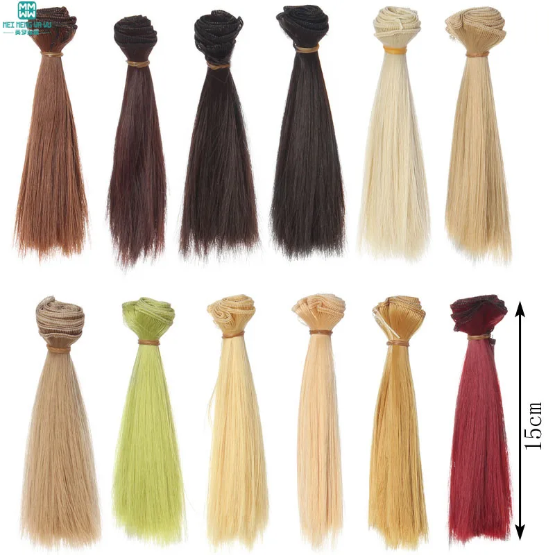 

1 шт. 15 см * 100 см толстые прямые волосы для кукол 1/3 1/4 BJD SD куклы парики черный, золотой, коричневый