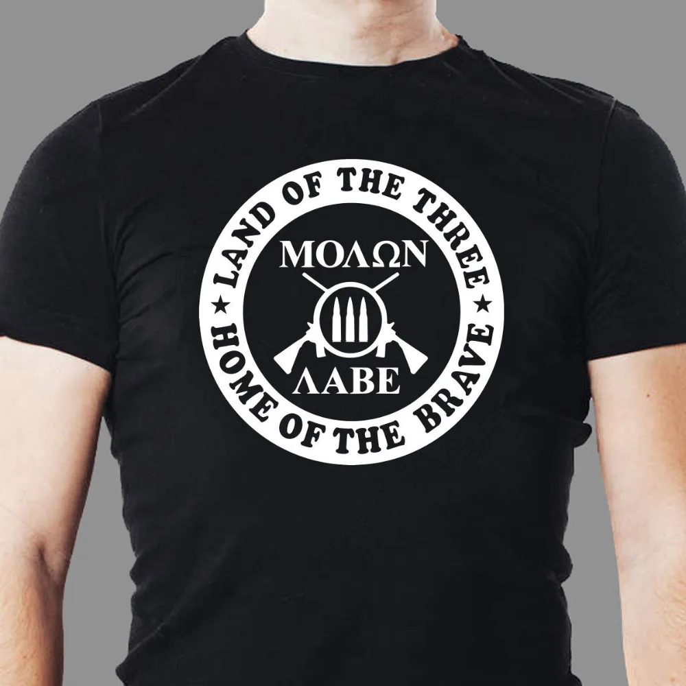 

3% Round Land of The Three Molon Labe Ars Bullets Fashion 2019 Summer New Brand 100% Cotton T-Shirt Printing Cotton T-Shirts