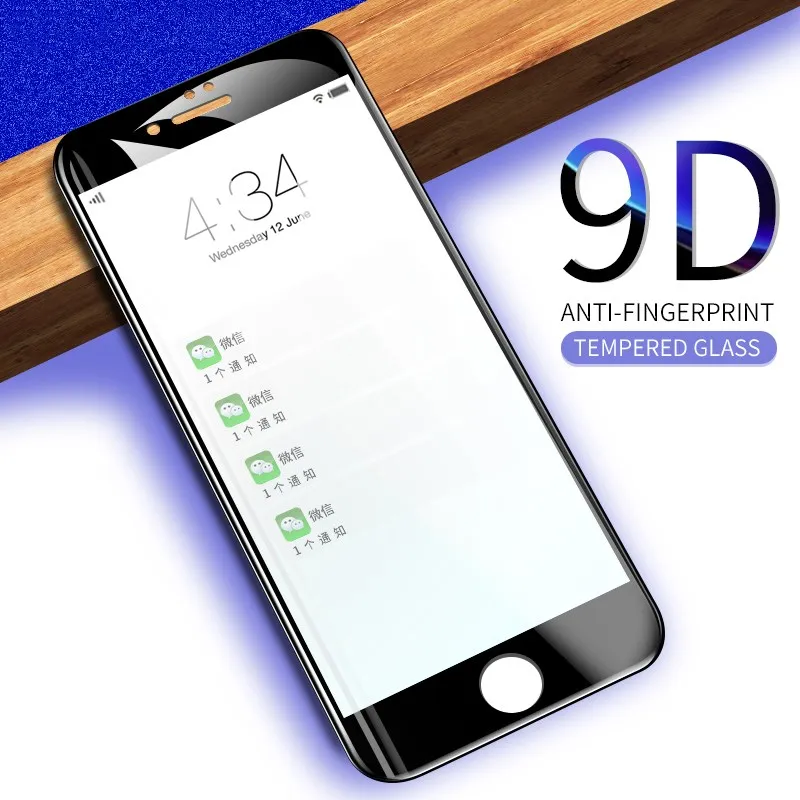 Защитное стекло 9D с защитой от отпечатков пальцев для iPhone 6 защита экрана 7 8 s Plus X