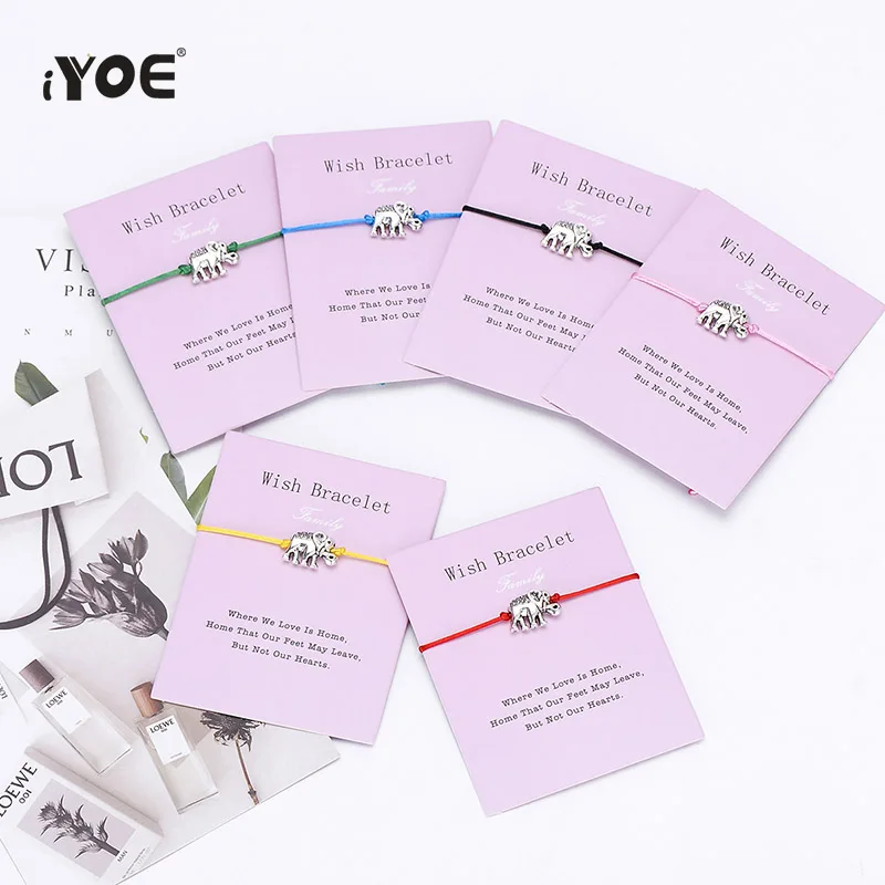 IYOE Wish Card Family браслеты со слоном браслет винтажные красные веревки с животными для