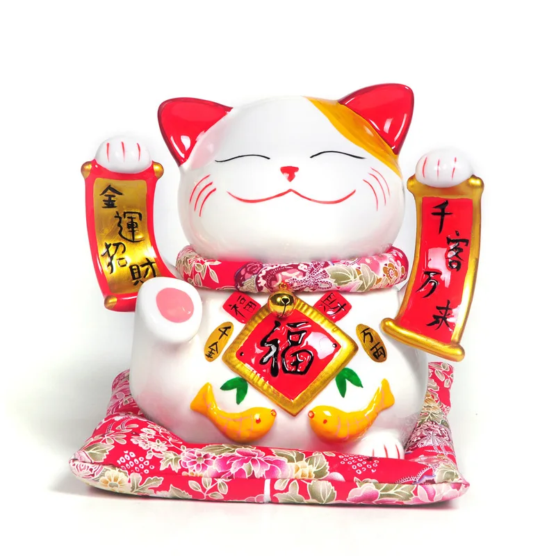 

China 9 inch large Qianke million Lucky Cat ornaments piggy business gifts gift catroom Art Statue
