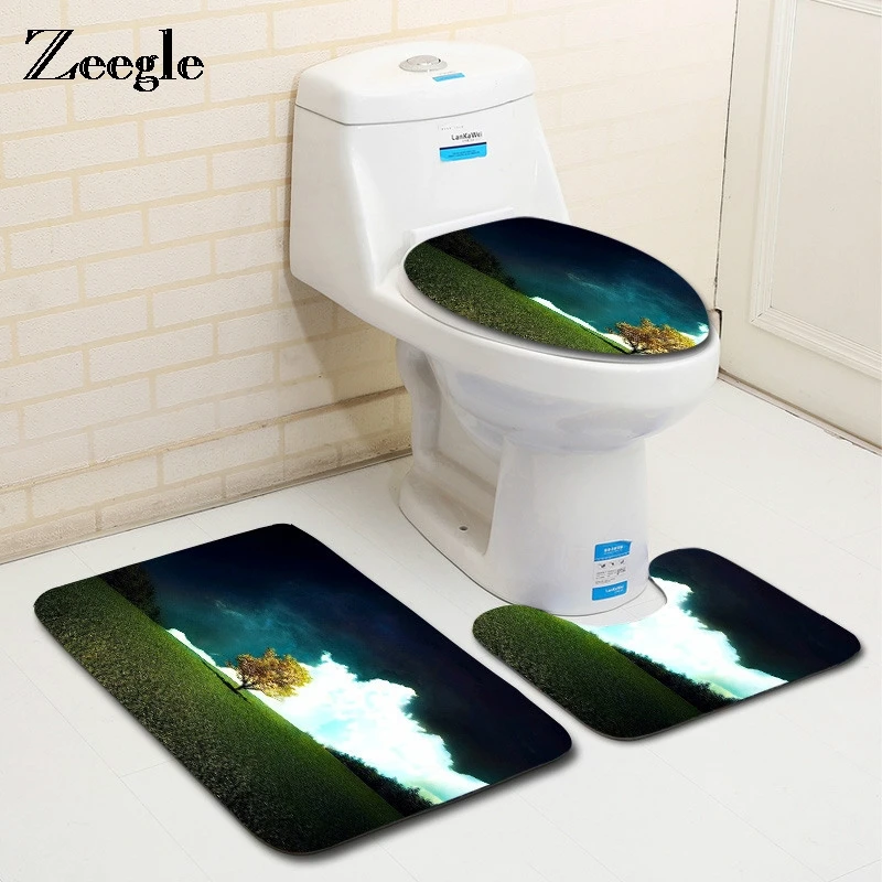 Коврик для ванной Zeegle Seasons с узором нескользящий коврик комнаты в туалете 3