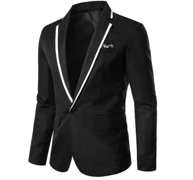 Black SUKIWML, 5XL, Мужской Блейзер, белый,, на одной пуговице, Casacas Para Hombre, однотонный Блейзер, Masculino, повседневный мужской костюм, повседневные куртки - Цвет: Black