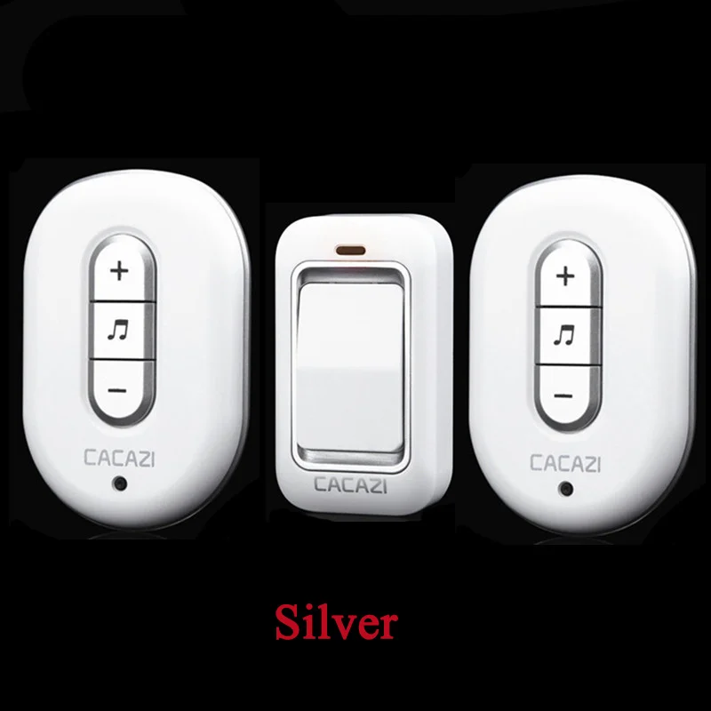 CACAZI New Kinetic Electronic Wireless Doorbell Sefl Powered No Need Battery Led Light Door Bell With 2 Push Button+1 Bell