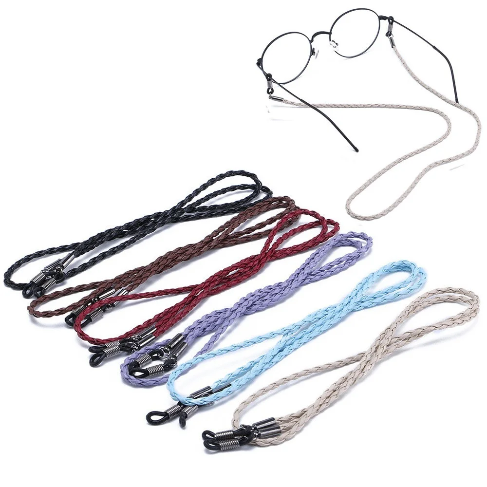 

1Pcs Colorful Leather Glasses Neck Strap String Rope Band 2019 New Fashion Leather Eyeglass Cord Adjustable End Glasses Holder