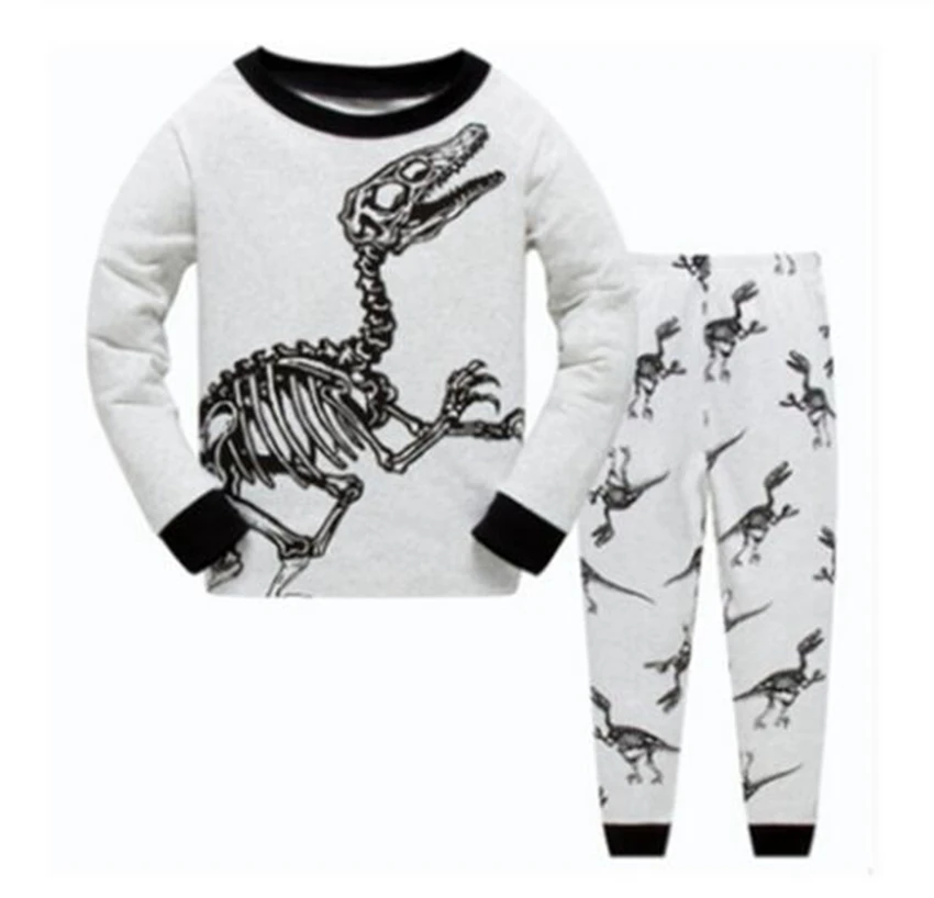 Новые пижамы с динозаврами для мальчиков детская одежда сна акулами детский