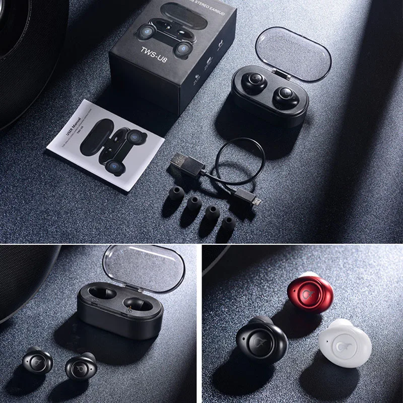 MN U8 Беспроводная зарядка TWS наушники Bluetooth V4.2 стерео спортивные с микрофоном