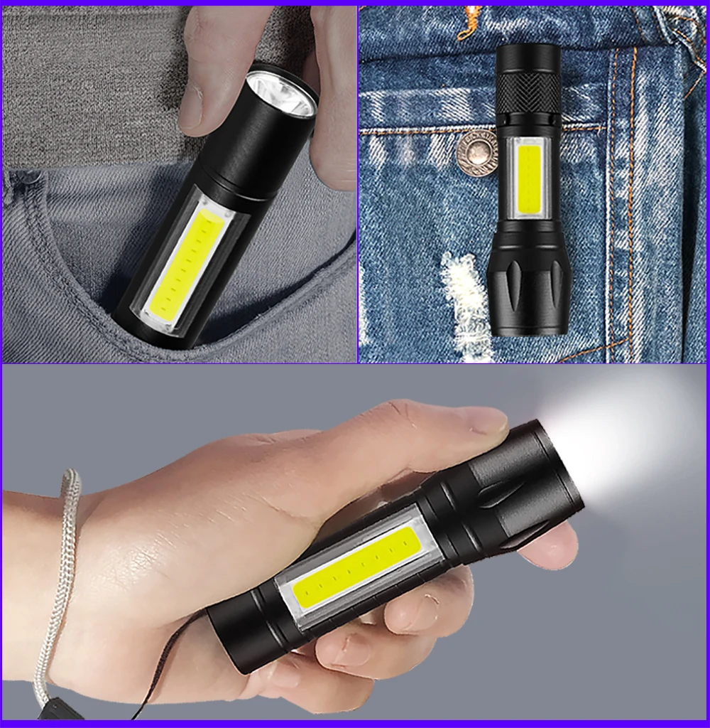 SHENYU Q5 COB светодиодный мини-перезаряжаемый фонарик XPE фонарь USB Прямая зарядка 14500 батарея лампа Карманный масштабируемый фонарик в виде авторучки с зажимом