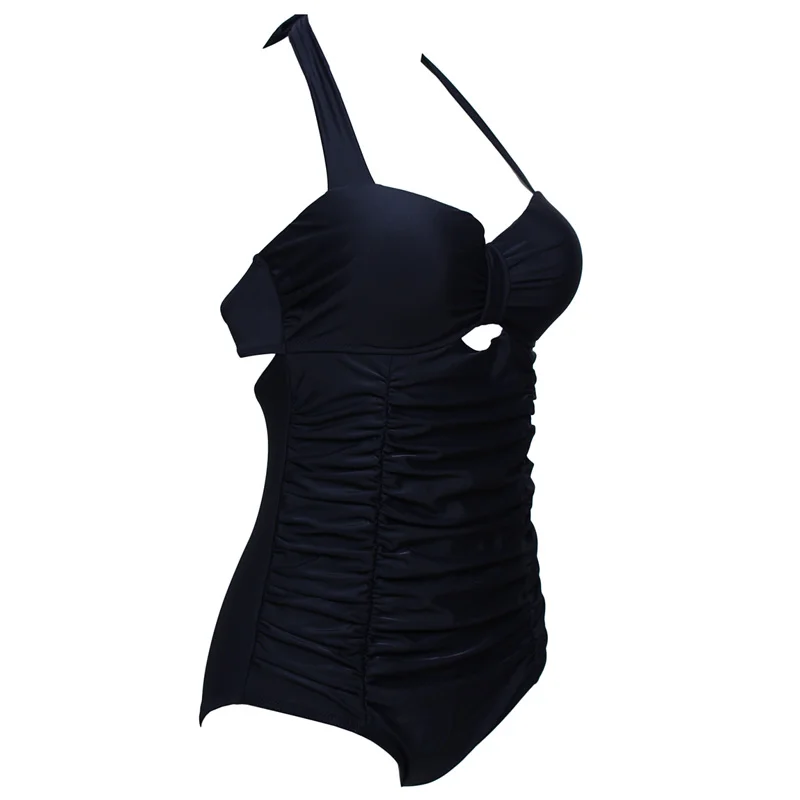 Trangel 2018 Sexy Solid Bikini Women's Push Up One Piece Swimwear Ruched Swimsuit Plus Size Bathing Suits Beach Wear | Спорт и